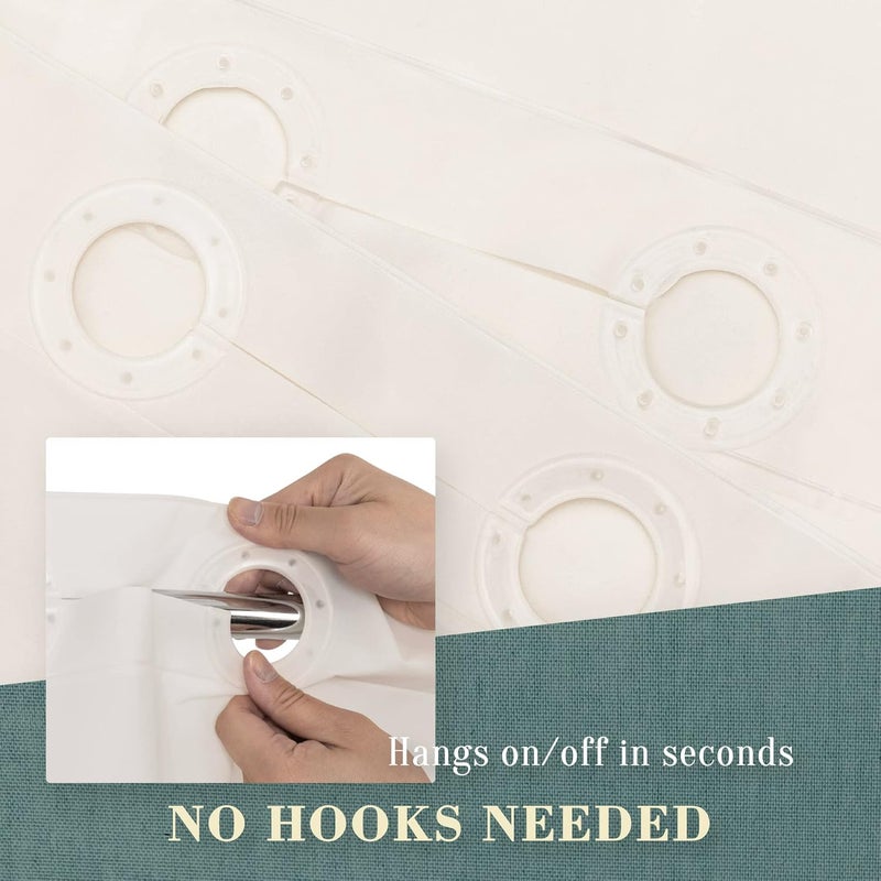 ABLUEN No Hook PEVA Shower Curtain or Liner - 8G Heavy Duty Beige Bathroom Shower Curtain No Hooks Required, Waterproof Plastic & PVC Free, Standard Size 71 x 74, Beige - Image 3